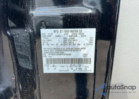 2007 Ford F150 Supercrew z USA, uszkodzony, nr VIN 1FTRW12W67FA76326